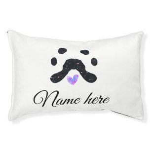 Dog paw black pet add name text animal paw photo bed