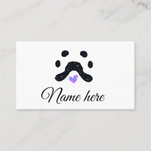 Dog paw black pet add name text animal paw photo business card