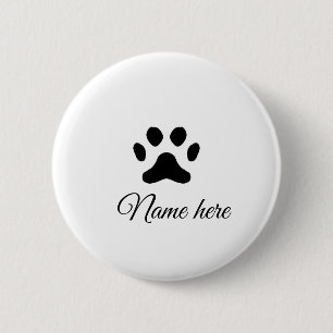 Dog paw black pet add name text animal paw photo button