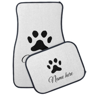Dog paw black pet add name text animal paw photo car floor mat