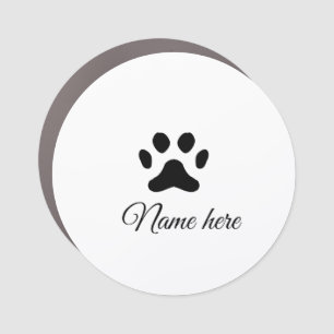 Dog paw black pet add name text animal paw photo car magnet