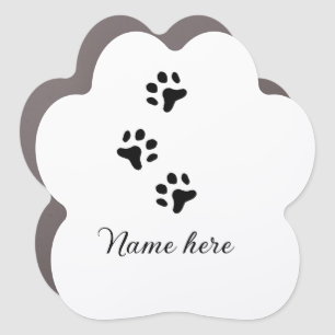 Dog paw black pet add name text animal paw photo car magnet
