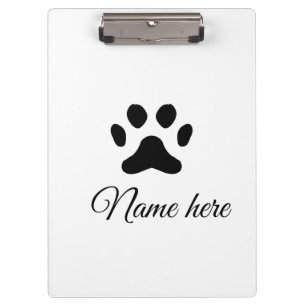 Dog paw black pet add name text animal paw photo clipboard