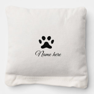 Dog paw black pet add name text animal paw photo cornhole bags