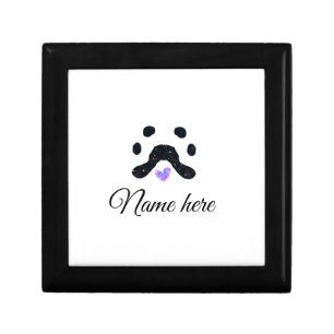 Dog paw black pet add name text animal paw photo gift box