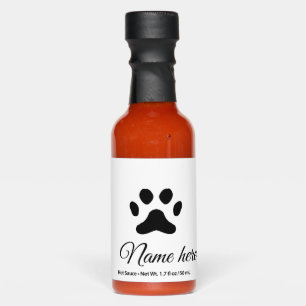 Dog paw black pet add name text animal paw photo hot sauces