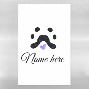 Dog paw black pet add name text animal paw photo magnetic dry erase sheet