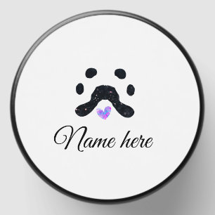 Dog paw black pet add name text animal paw photo mini candle favors