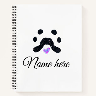 Dog paw black pet add name text animal paw photo notebook