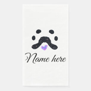 Dog paw black pet add name text animal paw photo paper guest towels