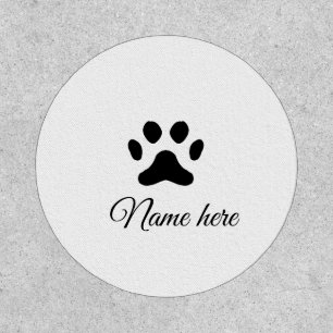 Dog paw black pet add name text animal paw photo patch