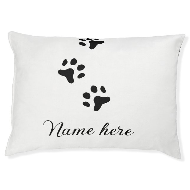 Dog paw black pet add name text animal paw photo pet bed (Front)