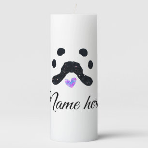 Dog paw black pet add name text animal paw photo pillar candle