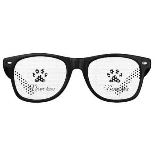 Dog paw black pet add name text animal paw photo retro sunglasses