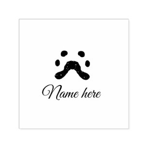 Dog paw black pet add name text animal paw photo self-inking stamp