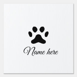 Dog paw black pet add name text animal paw photo sign