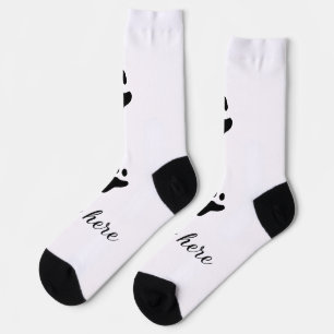 Dog paw black pet add name text animal paw photo socks