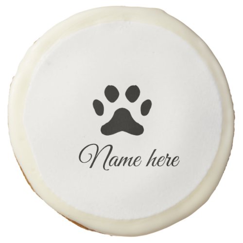 Dog paw black pet add name text animal paw photo sugar cookie