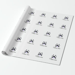 Dog paw black pet add name text animal paw photo wrapping paper
