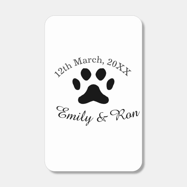 Dog paw black pet wedding couple name date romanti matchboxes (Front)