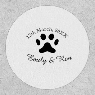 Dog paw black pet wedding couple name date romanti patch