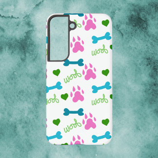 Dog Paw Bones Hearts Woof Pattern Pink Samsung Galaxy S22 Case