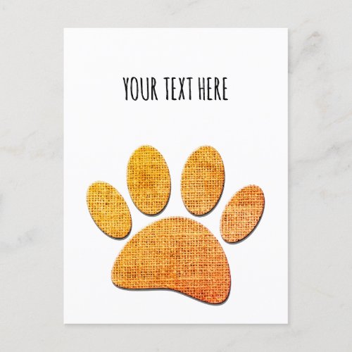 Dog Paw Burlap Aged Print Holiday Postcard