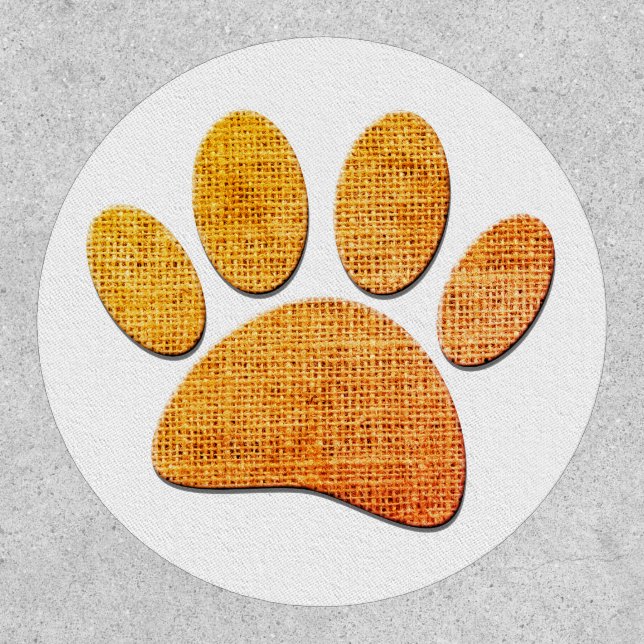 Dog Paw Burlap Aged Print Patch (Front)