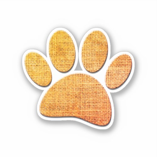 Dog Paw Burlap Aged Print Sticker