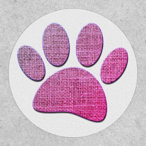 Dog Paw Burlap Print In Pink Patch