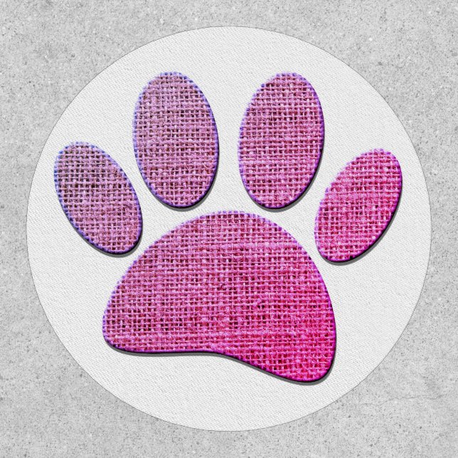 Dog Paw Burlap Print In Pink Patch (Front)