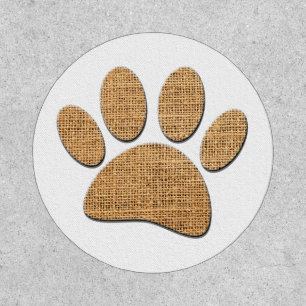 Dog Paw Burlap Print Patch