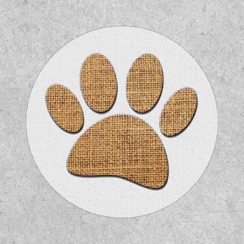 Dog Paw Burlap Print Patch