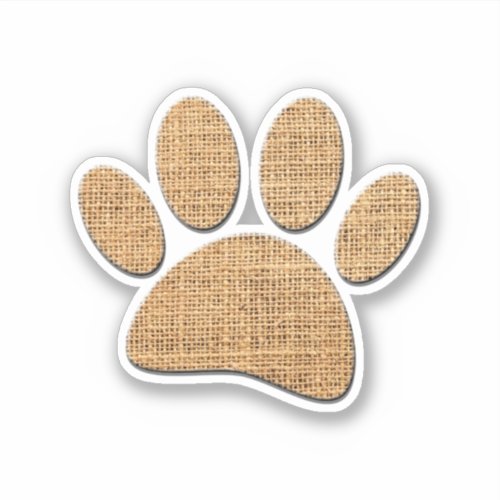 Dog Paw Burlap Print Sticker