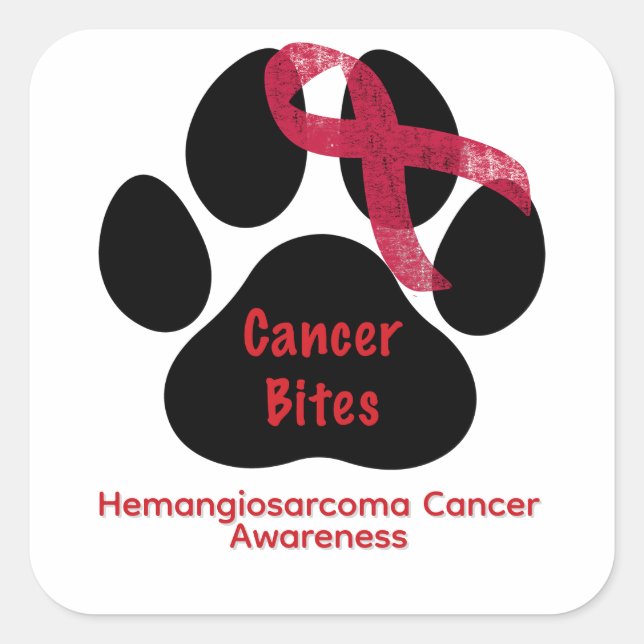 Dog Paw Canine Hemangiosarcoma Awareness Button Square Sticker (Front)