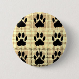 Dog Paw Cartoon Pattern Quilt In Sepia Button