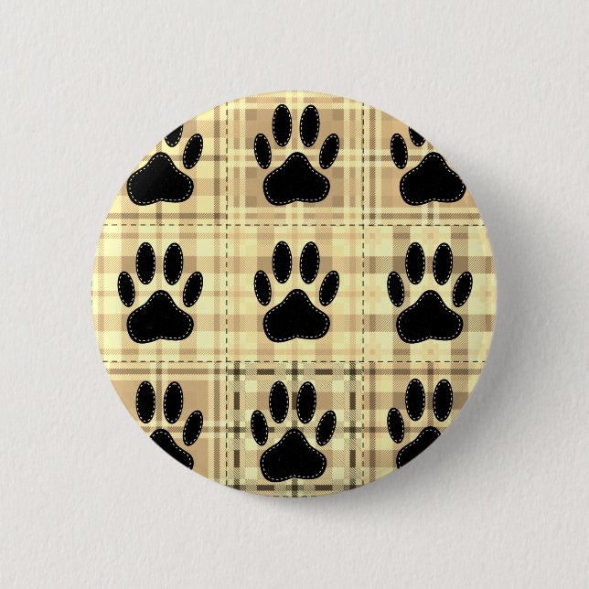 Dog Paw Cartoon Pattern Quilt In Sepia Button (Front)