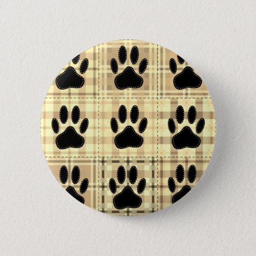 Dog Paw Cartoon Pattern Quilt In Sepia Button