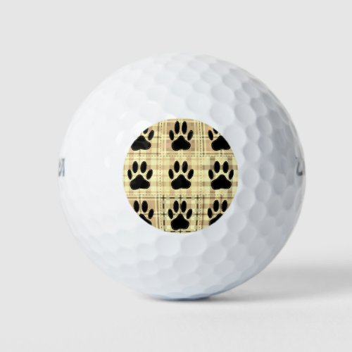 Dog Paw Cartoon Pattern Quilt In Sepia Golf Balls