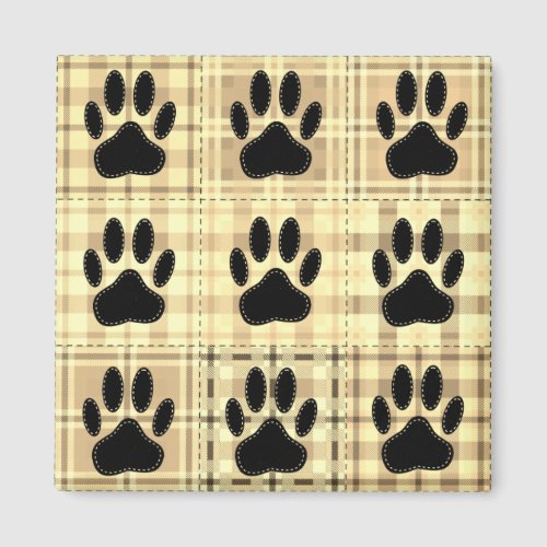 Dog Paw Cartoon Pattern Quilt In Sepia Magnet