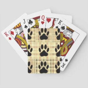 Dog Paw Cartoon Pattern Quilt In Sepia Poker Cards