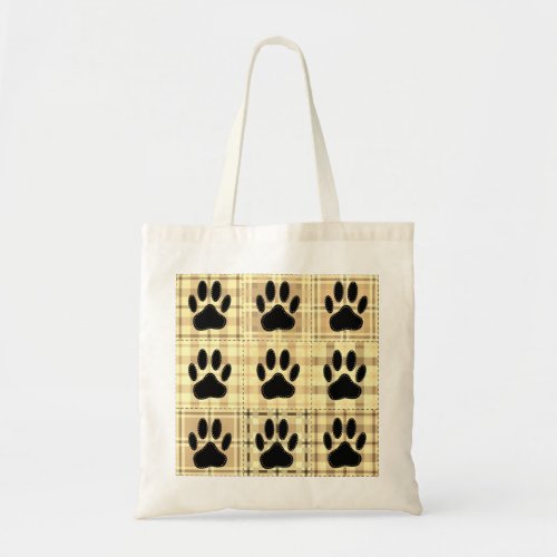 Dog Paw Cartoon Pattern Quilt In Sepia Tote Bag