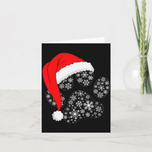 Dog Paw Christmas Santa Hat Funny Puppy Dog Lover Card