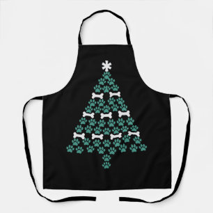 Dog Paw Christmas Tree Cute Xmas Gift Puppy Lover Apron