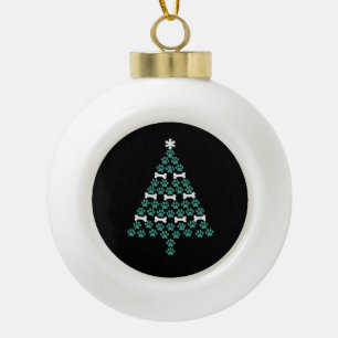 Dog Paw Christmas Tree Cute Xmas Gift Puppy Lover Ceramic Ball Christmas Ornament