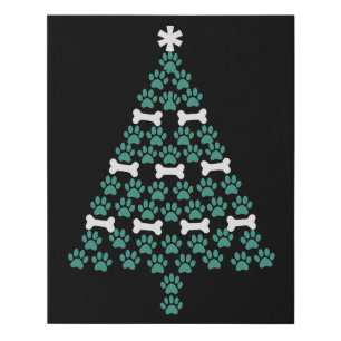 Dog Paw Christmas Tree Cute Xmas Gift Puppy Lover Faux Canvas Print