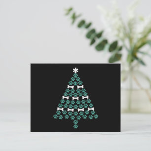 Dog Paw Christmas Tree Cute Xmas Gift Puppy Lover Holiday Postcard
