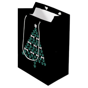 Dog Paw Christmas Tree Cute Xmas Gift Puppy Lover Medium Gift Bag