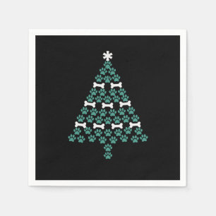 Dog Paw Christmas Tree Cute Xmas Gift Puppy Lover Napkins