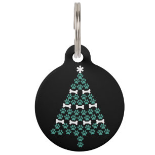 Dog Paw Christmas Tree Cute Xmas Gift Puppy Lover Pet ID Tag